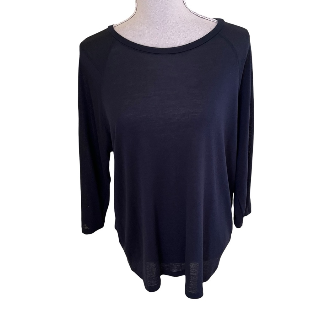 Vince Black Lightweight Scoop Neck 3/4 Sleeve Tee M